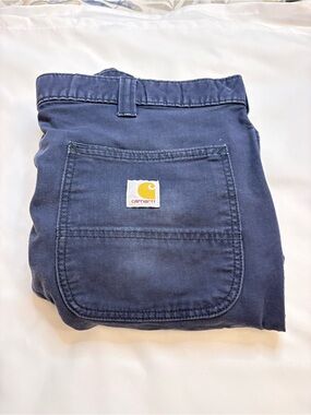 ⁠Carhartt Rugged Flex Rigby Canvas Work Shorts Mens 38 Navy Blue 102514 Relaxed⁠